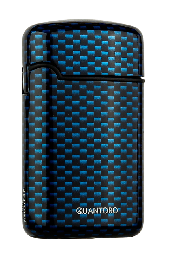 TRZ1115,Quantoro Üç Torch Pürmüz Delicili Mavi Karbon Desenli Metal Puro Çakmağı