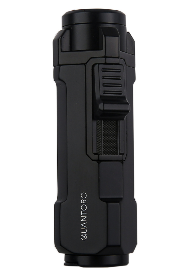 TRZ1173,Quantoro Üç Torch Pürmüz Delicili Siyah Metal Puro Çakmağı