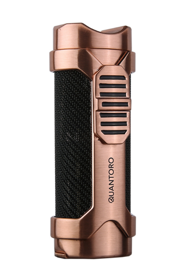 TRZ1153,Quantoro 3 Torch Pürmüz Delicili Siyah-Gold Metal Puro Çakmağı