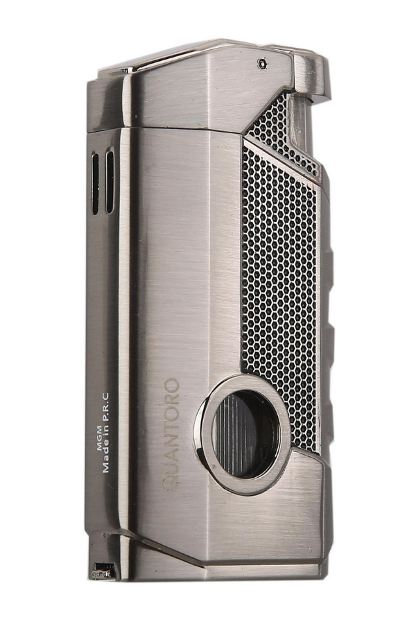 TRZ1044,Quantoro 3 Torch Pürmüz Gümüş Metal Puro Çakmağı