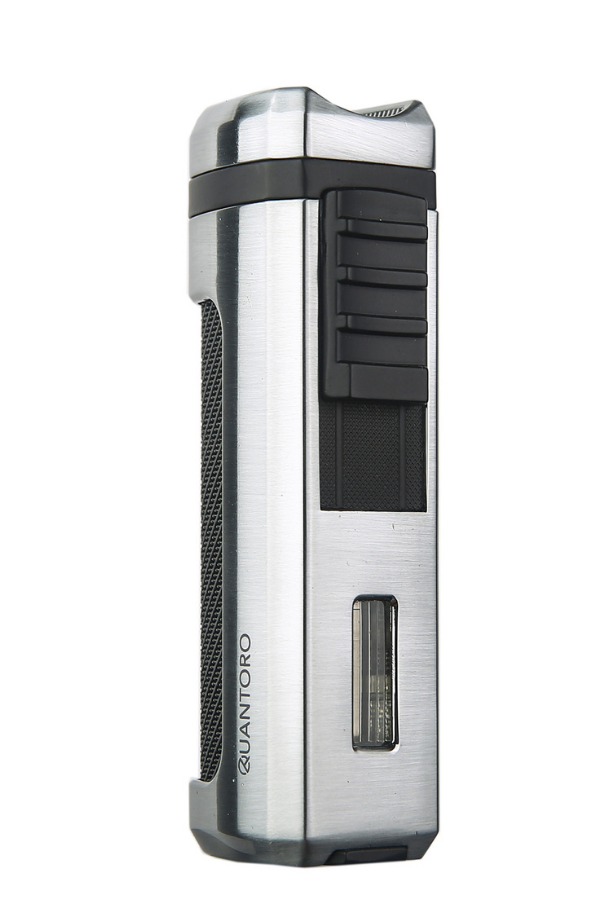 TRZ1205,Quantoro Üç Torch Pürmüz Delicili Gümüş Metal Puro Çakmağı