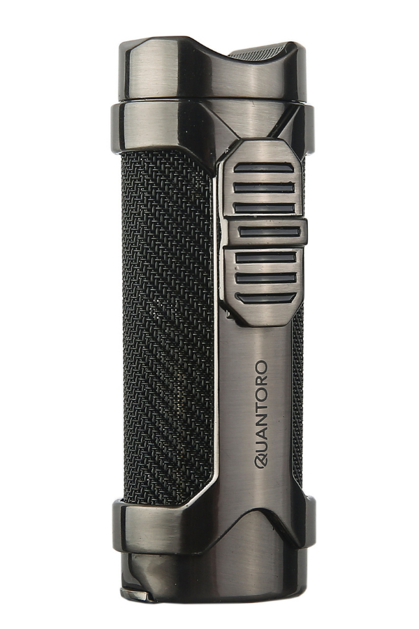 TRZ1152,Quantoro 3 Torch Pürmüz Delicili Siyah-Gunmetal Metal Puro Çakmağı