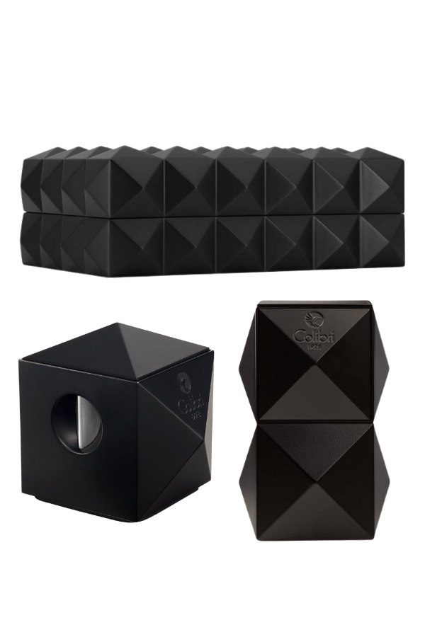CLB-QSR-1,Colibri Quasar Çakmak Kesici Humidor Siyah Üçlü Puro Seti