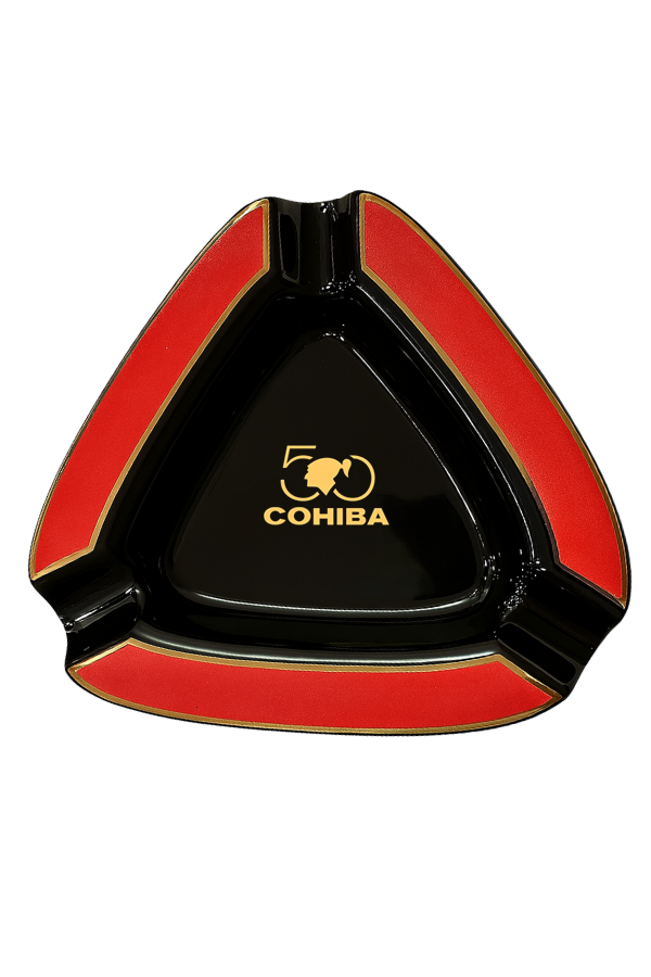 TR8859,Cohiba 50. Yıl Kırmızı-Siyah Porselen Üçlü Puro Küllüğü