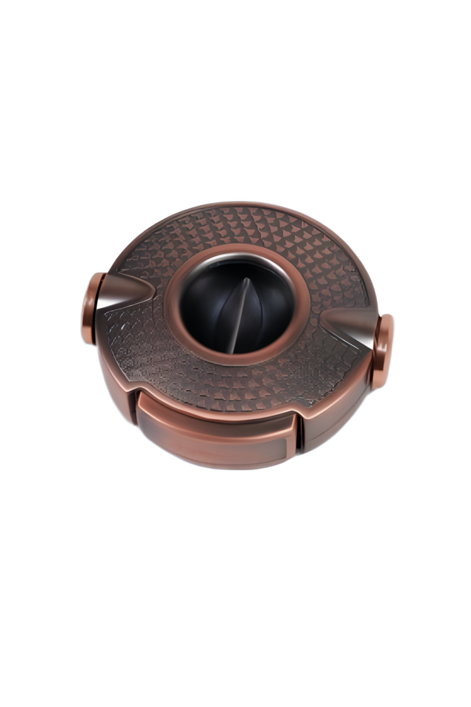 TR9084,Parmida Bronz İşlemeli Çark Mekanizmalı V-Cut Puro Makası Kesici