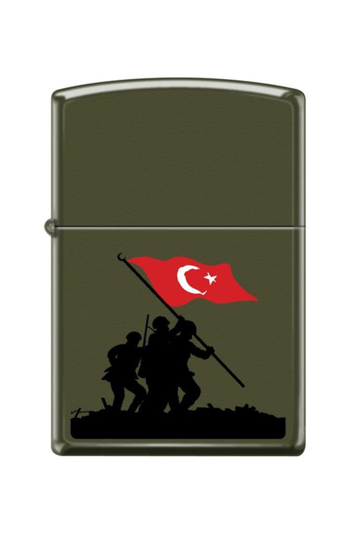 TR5298,Zippo Çakmak 221-067542 Turkey Soldiers Flag Design
