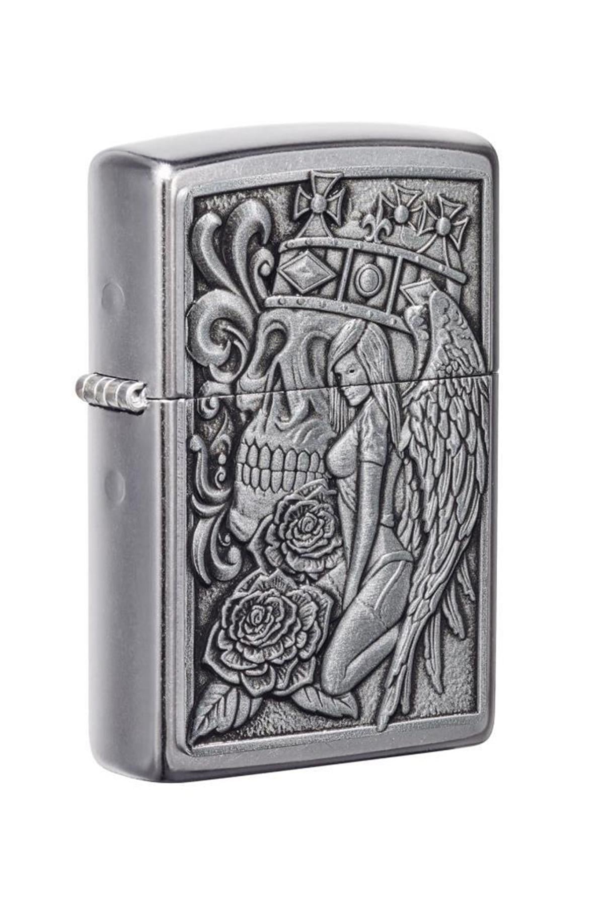 TR5377,Zippo Çakmak 49442-087410 207 Skull And Angel Emblem