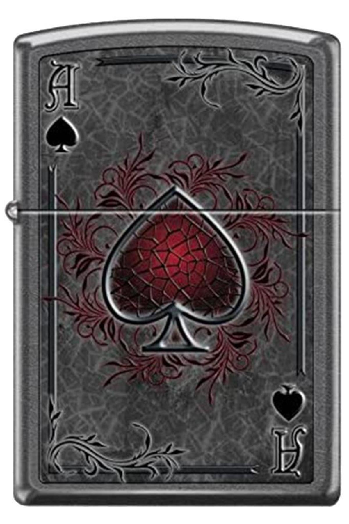 TR5653,Zippo Çakmak Dark Red Ace of Spade Card