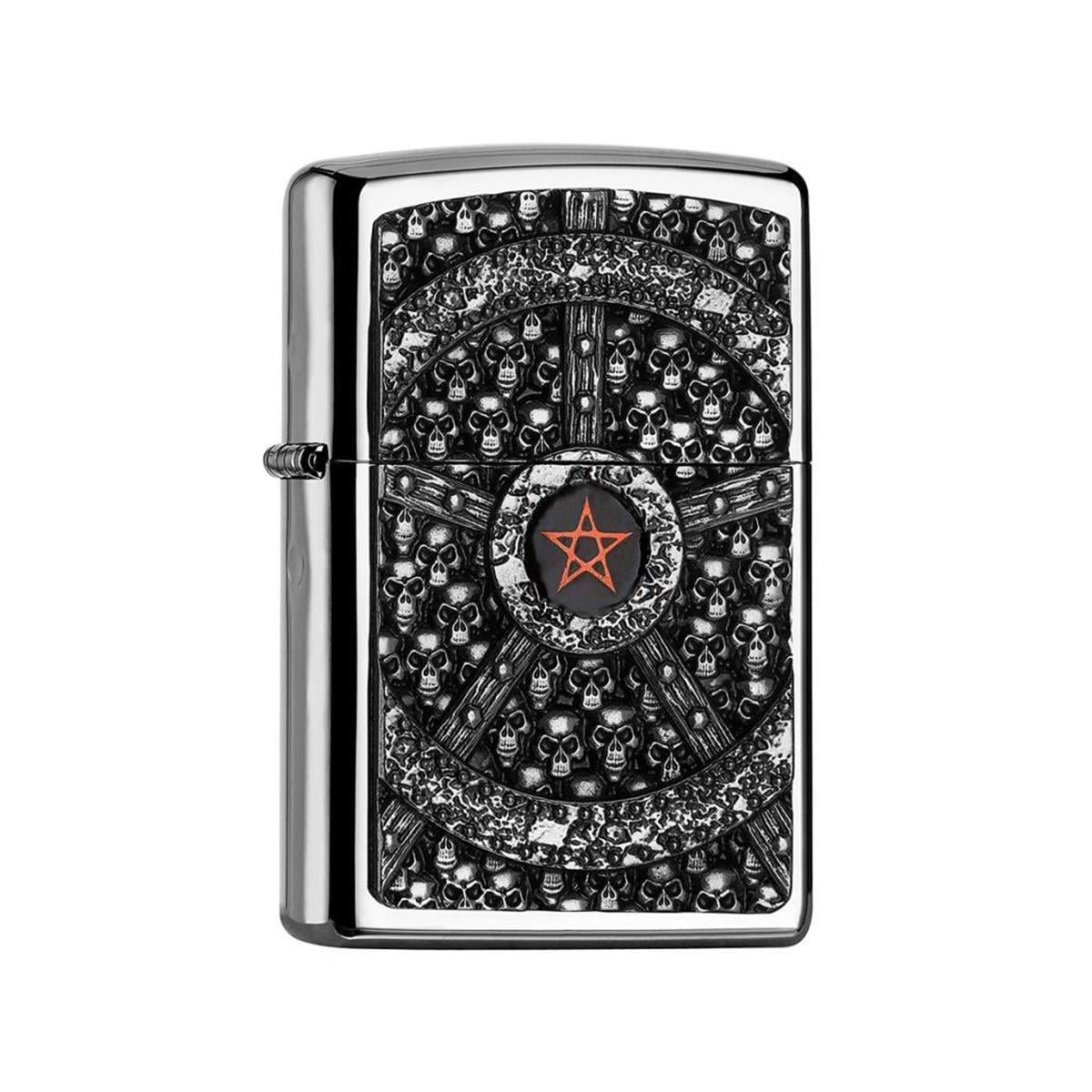 TR3715,Zippo Çakmak PL 250 Skull Pentagramm 2005043