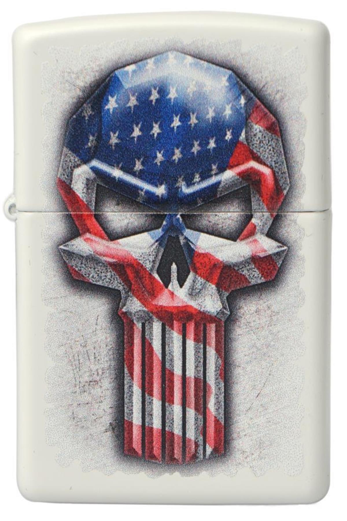TR5717,Zippo Çakmak USA Flag Skull