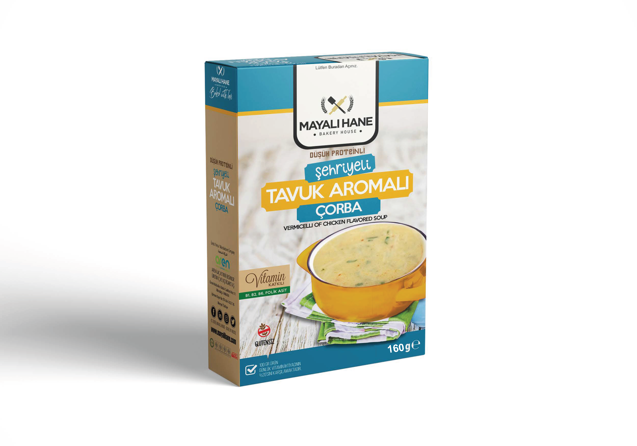 Mayalı Hane Düşük Proteinli Şehriyeli Tavuk Aromalı Çorba 160gr