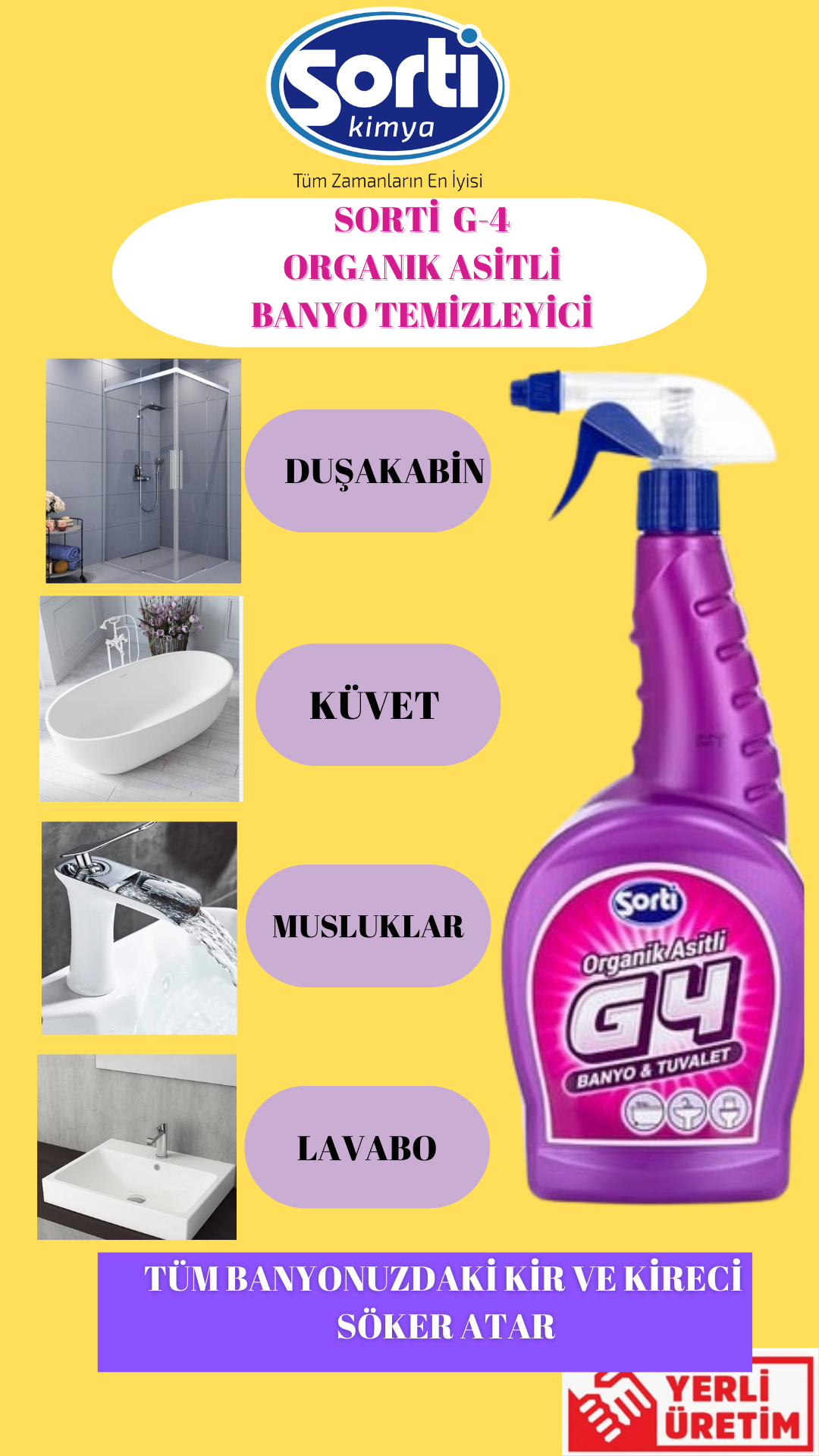 Sorti G4 Organik Asitli Banyo Tuvalet Lavabo Temizleyici 4L