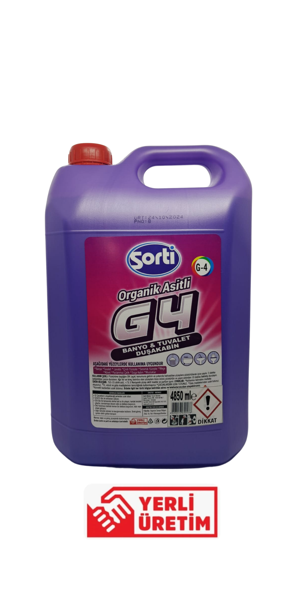 Sorti G4 Organik Asitli Banyo Tuvalet Lavabo Temizleyici 4L