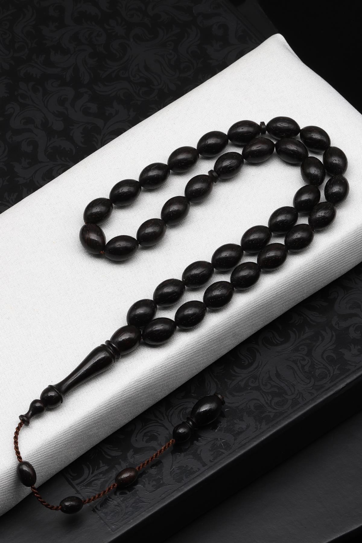 Abanoz Ağacı Tesbih 7 x 10 mm Beyzi Kesim