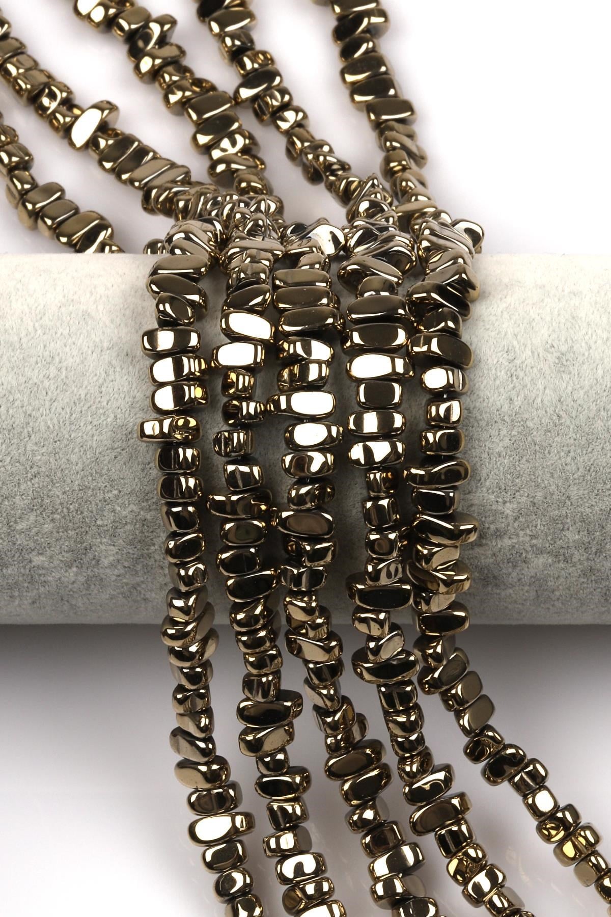 Açık Gold Renkli Hematit Dizi 4 x 8 mm Kırık Model Kesim