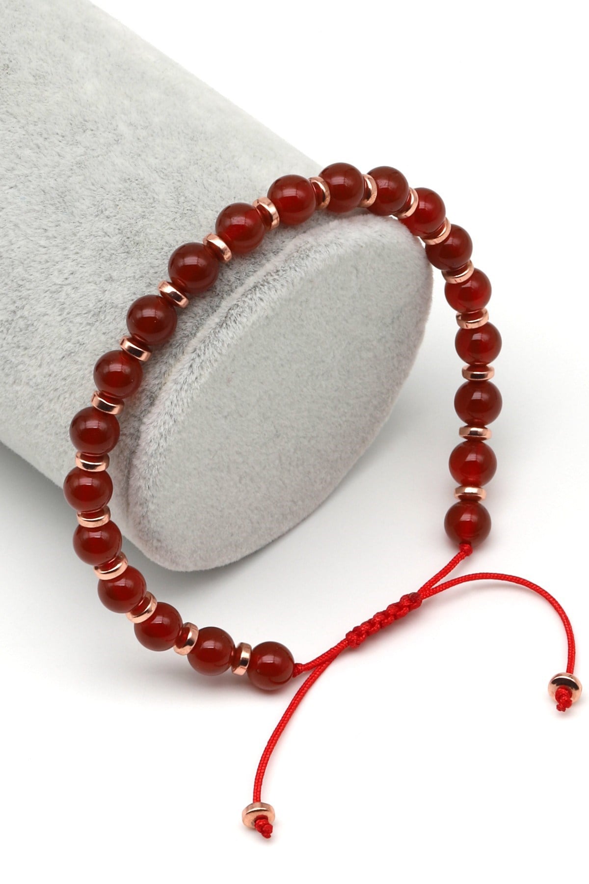 Akik Doğal Taş Makrome Örme Bileklik Küre Kesim - BMK-610