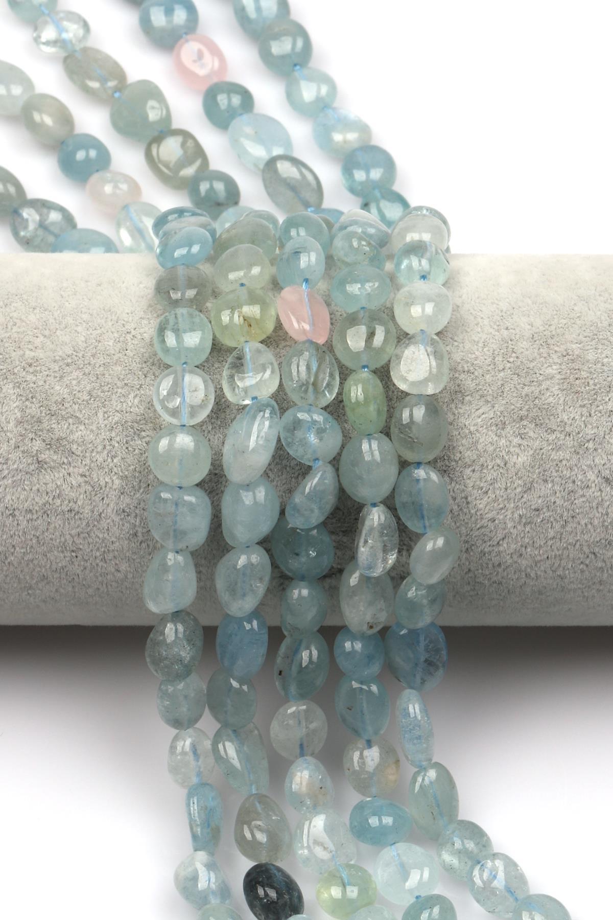 Akuamarin Doğaltaş Dizi 8 x 11 mm Özel Kesim