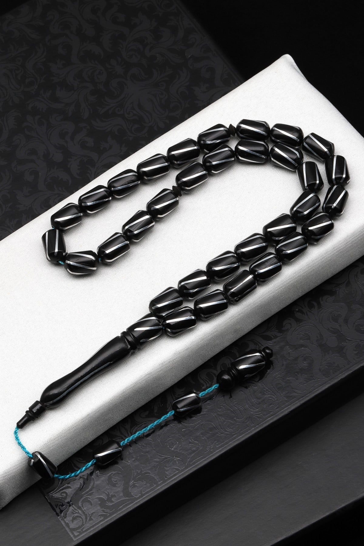 Alüminyum İşlemeli Kuka Ağacı Tesbih 8 x 12 mm Kapsül Kesim - T-1594