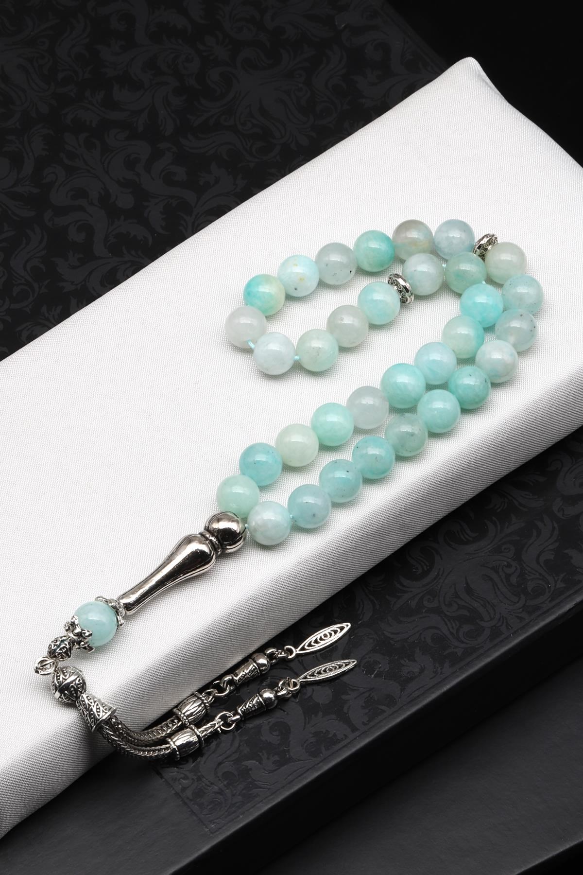 Amazonit Doğal Taş Tesbih 8 mm Küre Kesim