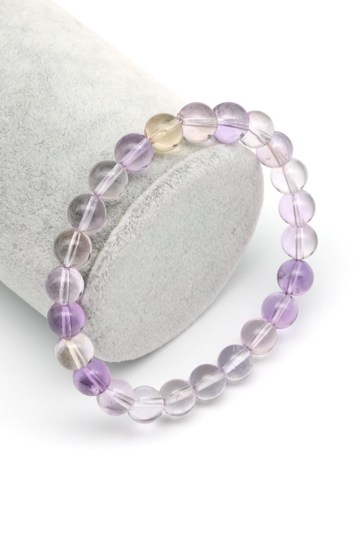 Ametrin Doğal Taş Bileklik 8 mm Küre Kesim