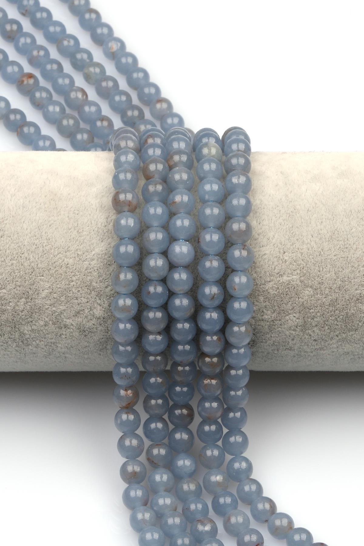 Anjelit (A Kalite) Doğal Taş Dizi 6 mm Küre Kesim