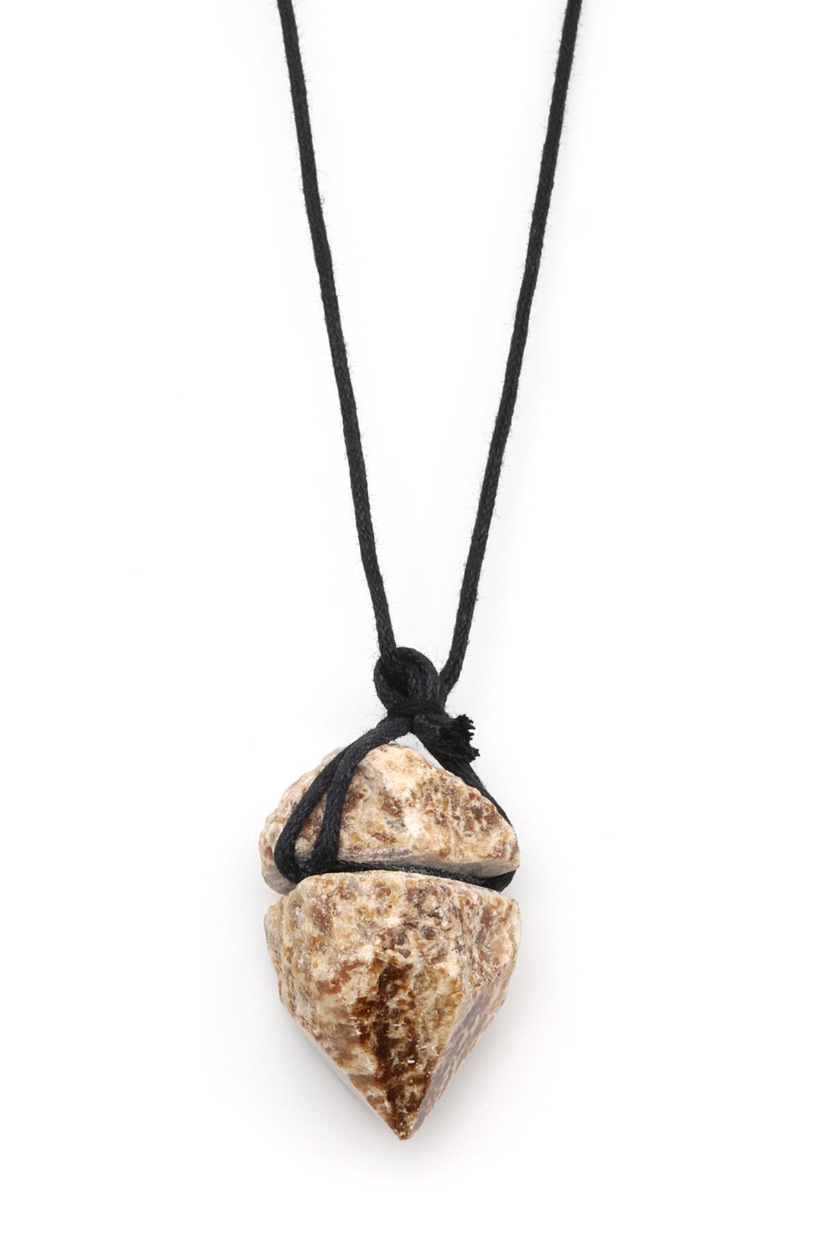 Aragonit Doğal Taş Siyah İpli Kolye