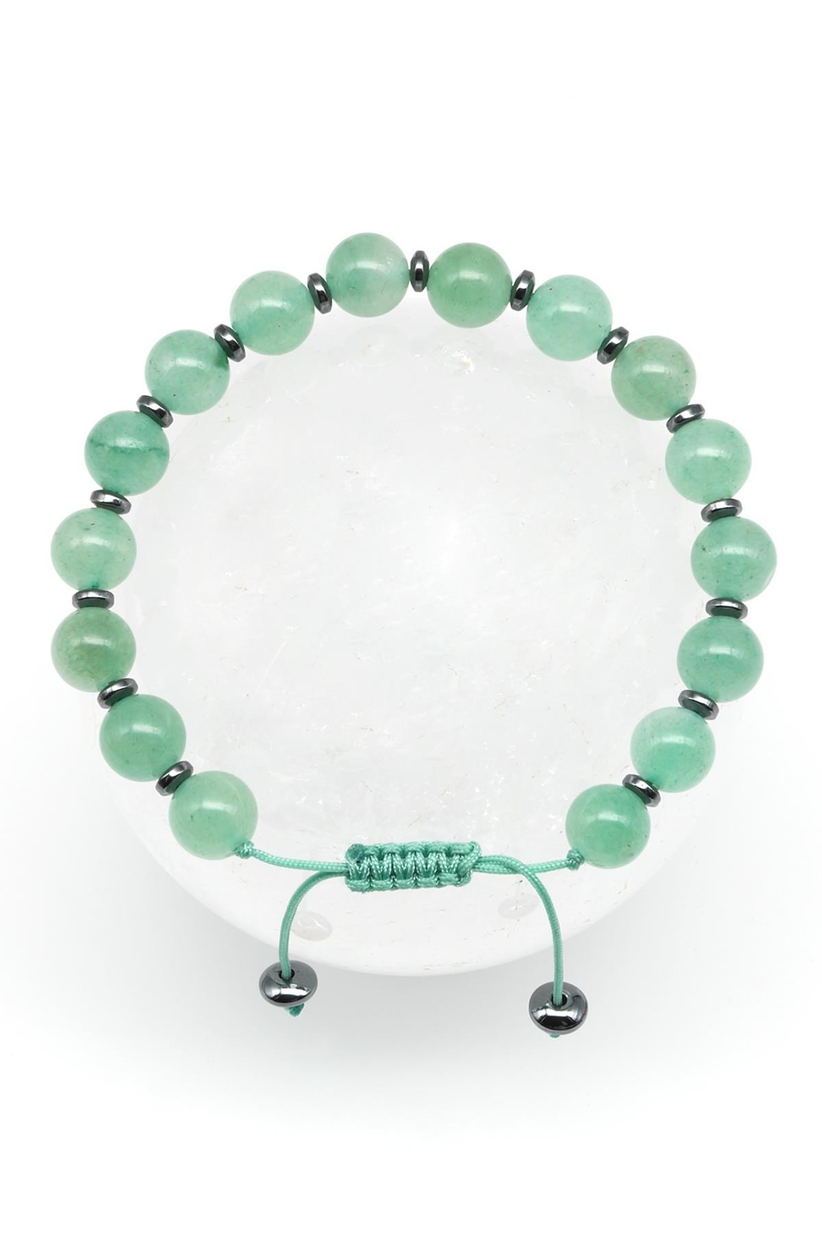 Aventurin Doğal Taş Makrome Örme Bileklik