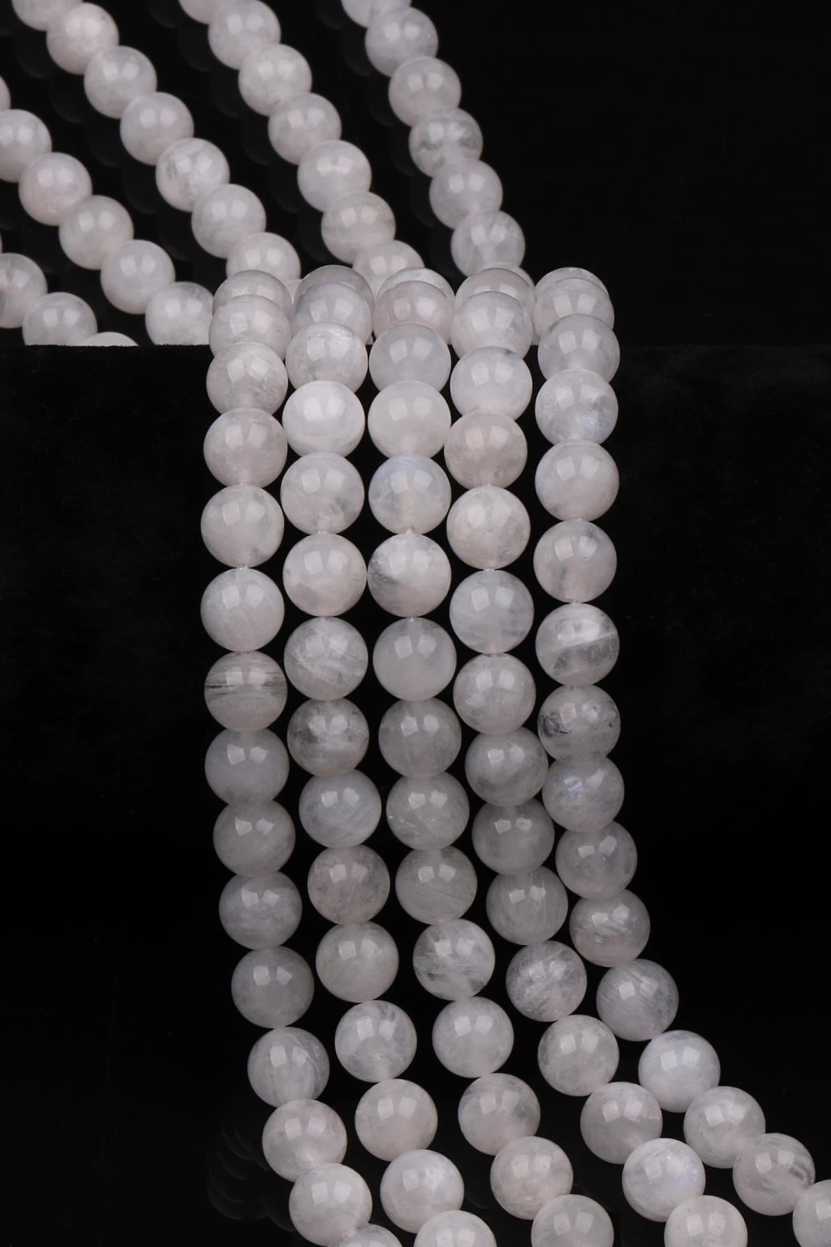 Ay Taşı Doğal Taş Dizi 8 mm Küre Kesim