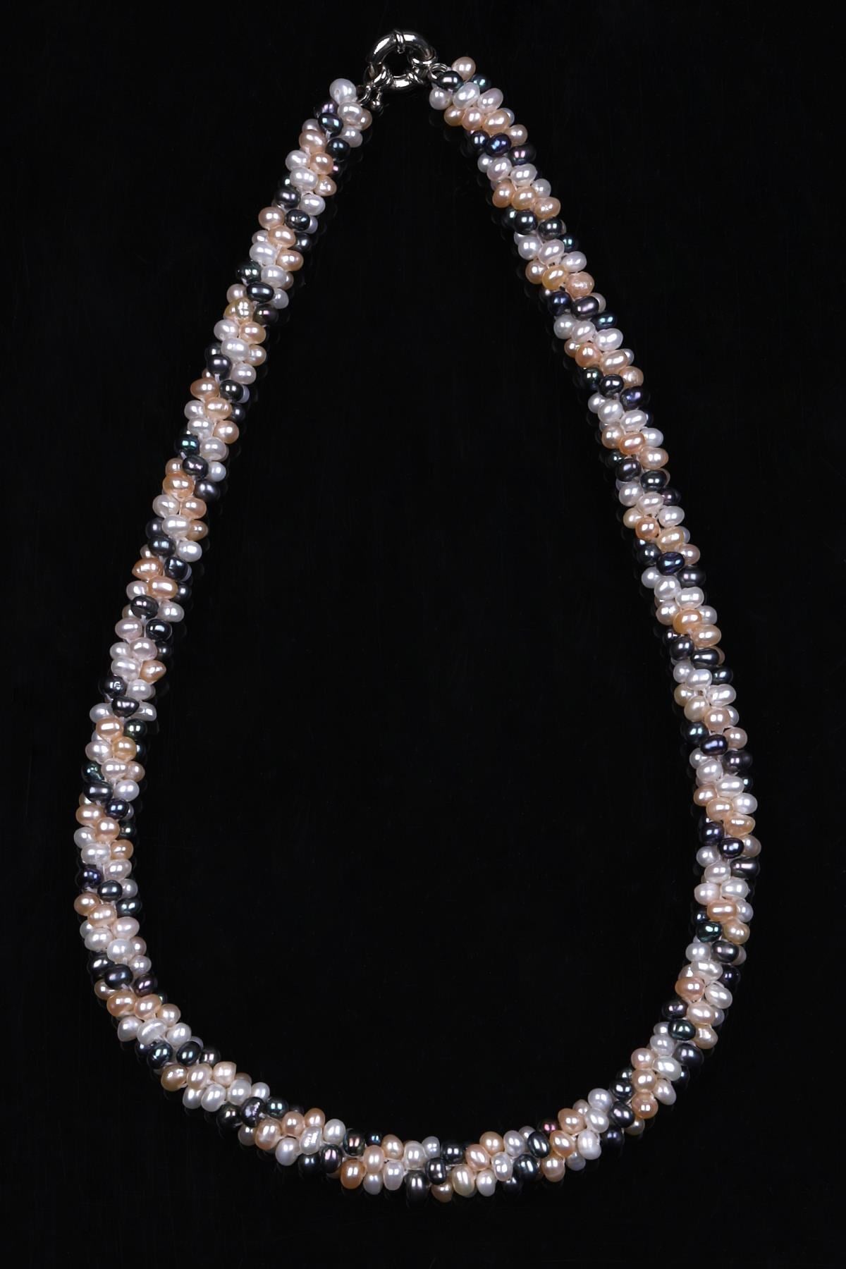 Burma İnci Doğal Taş Örme Kolye