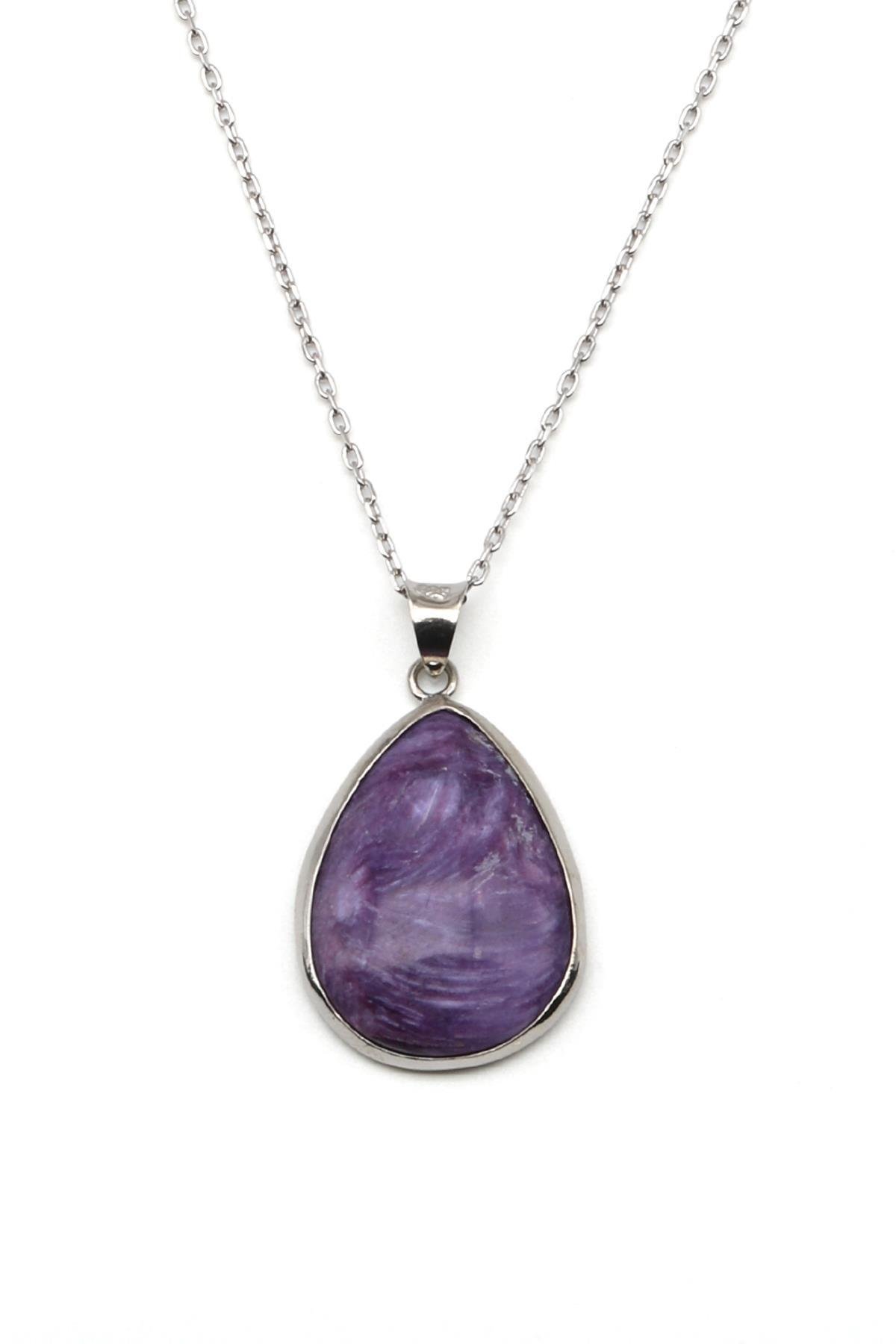 Çeroit Doğal Taş 925 Ayar Gümüş Kolye