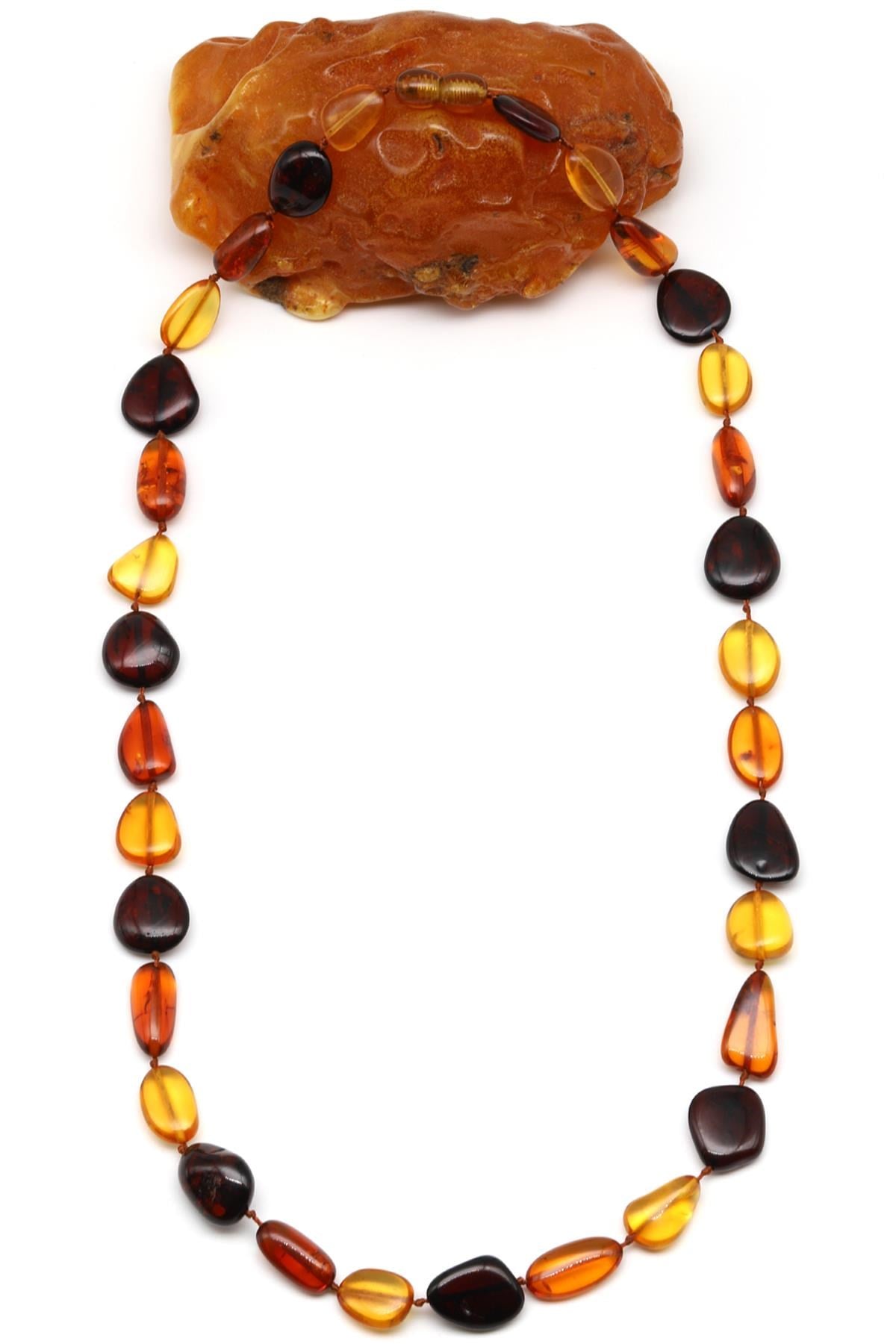 Damla Kehribar Kolye - 54 cm