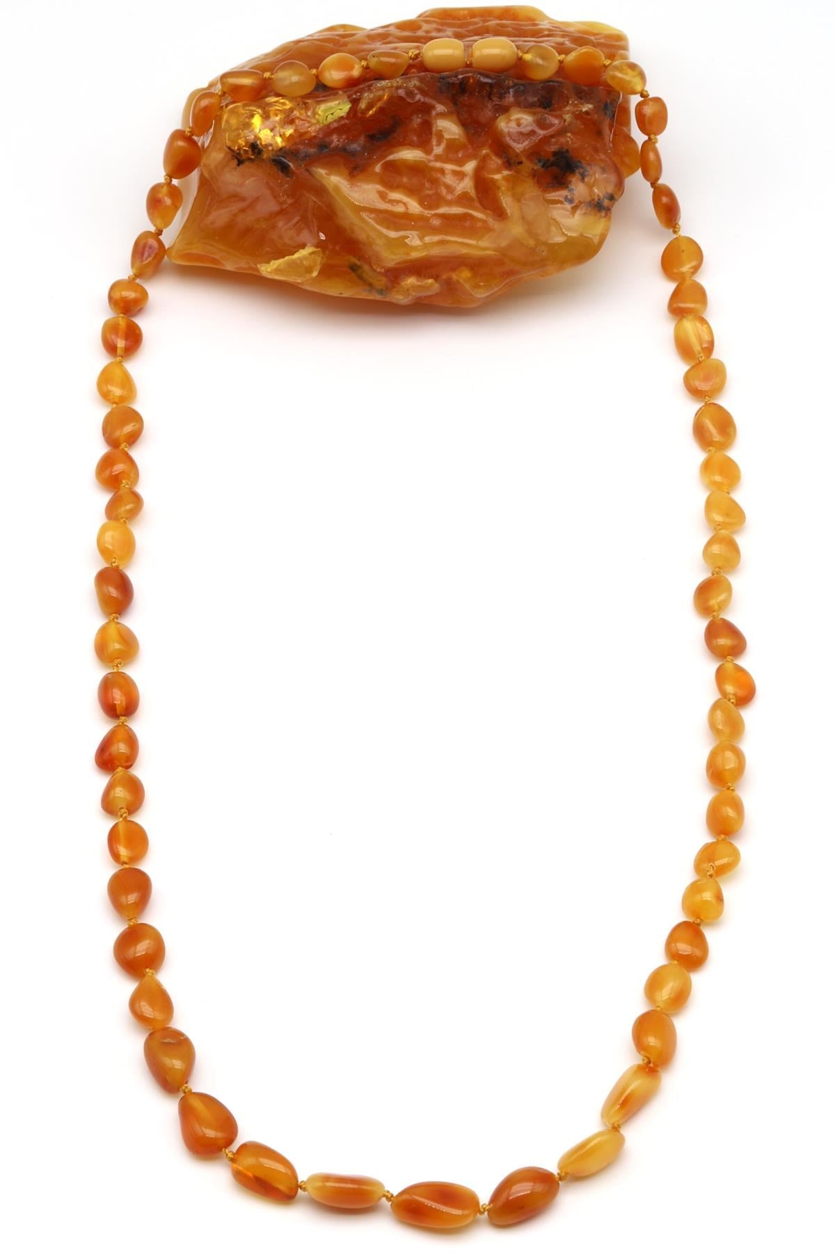 Damla Kehribar Kolye – 58 cm