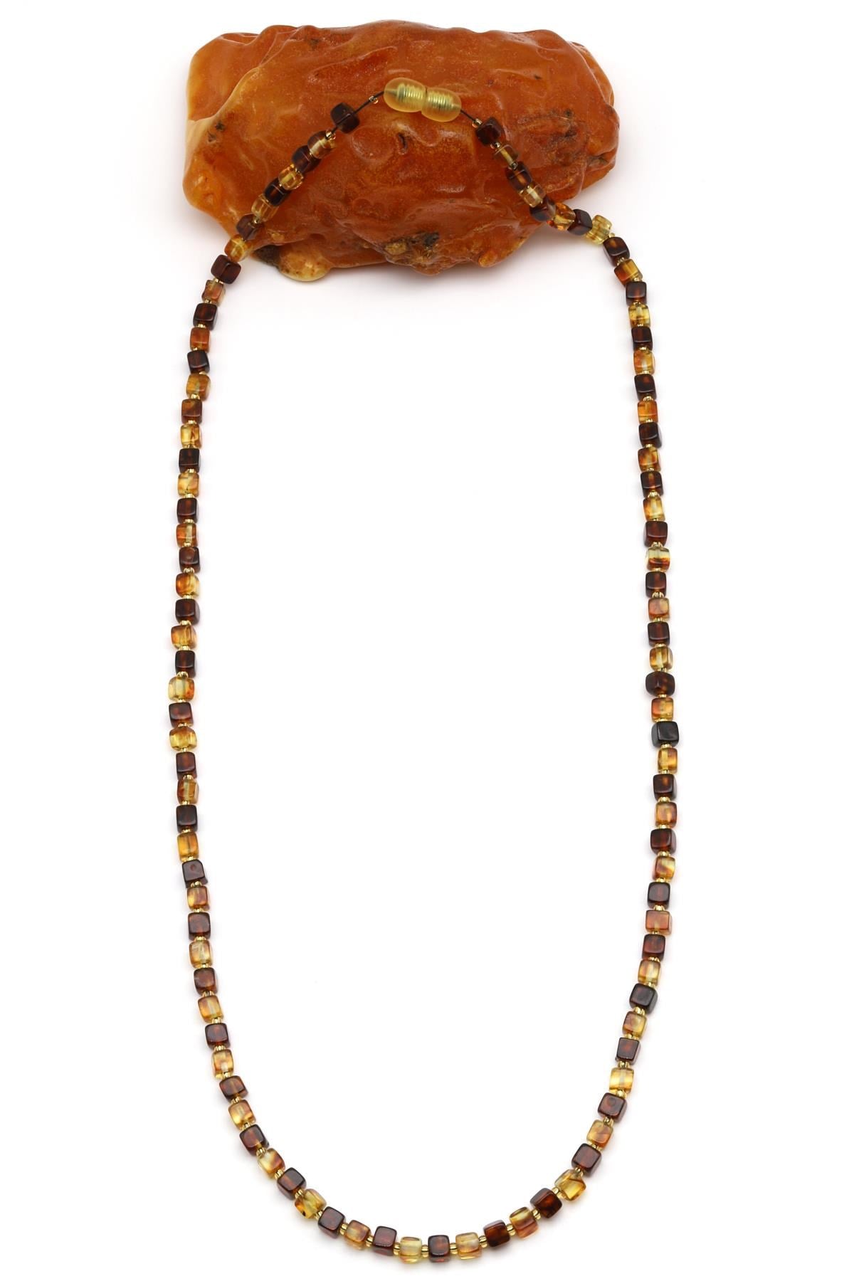 Damla Kehribar Kolye – 58 cm