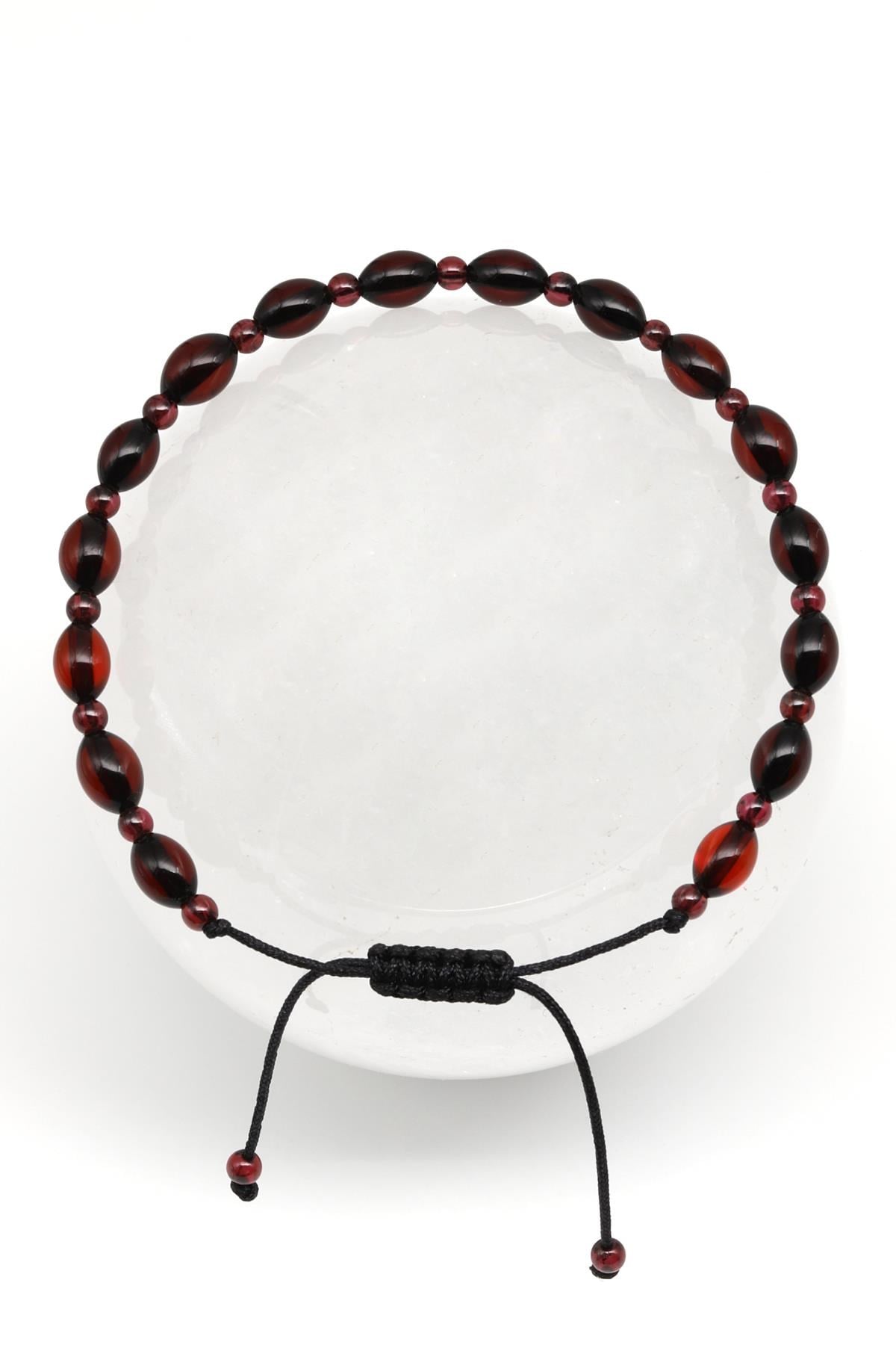 Damla Kehribar Makrome Örme Bileklik