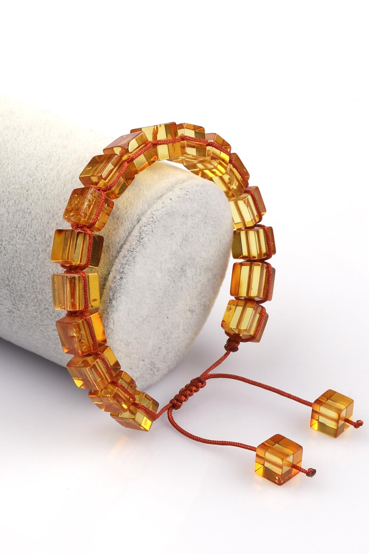 Damla Kehribar Makrome Örme Bileklik