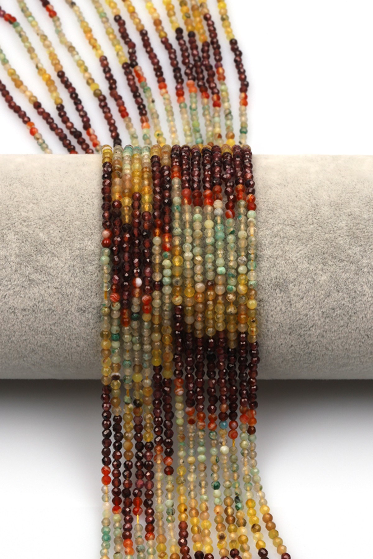 Garnet-Akik Doğal Taş Dizi 2 mm Fasetli Küre Kesim - DZ-1306