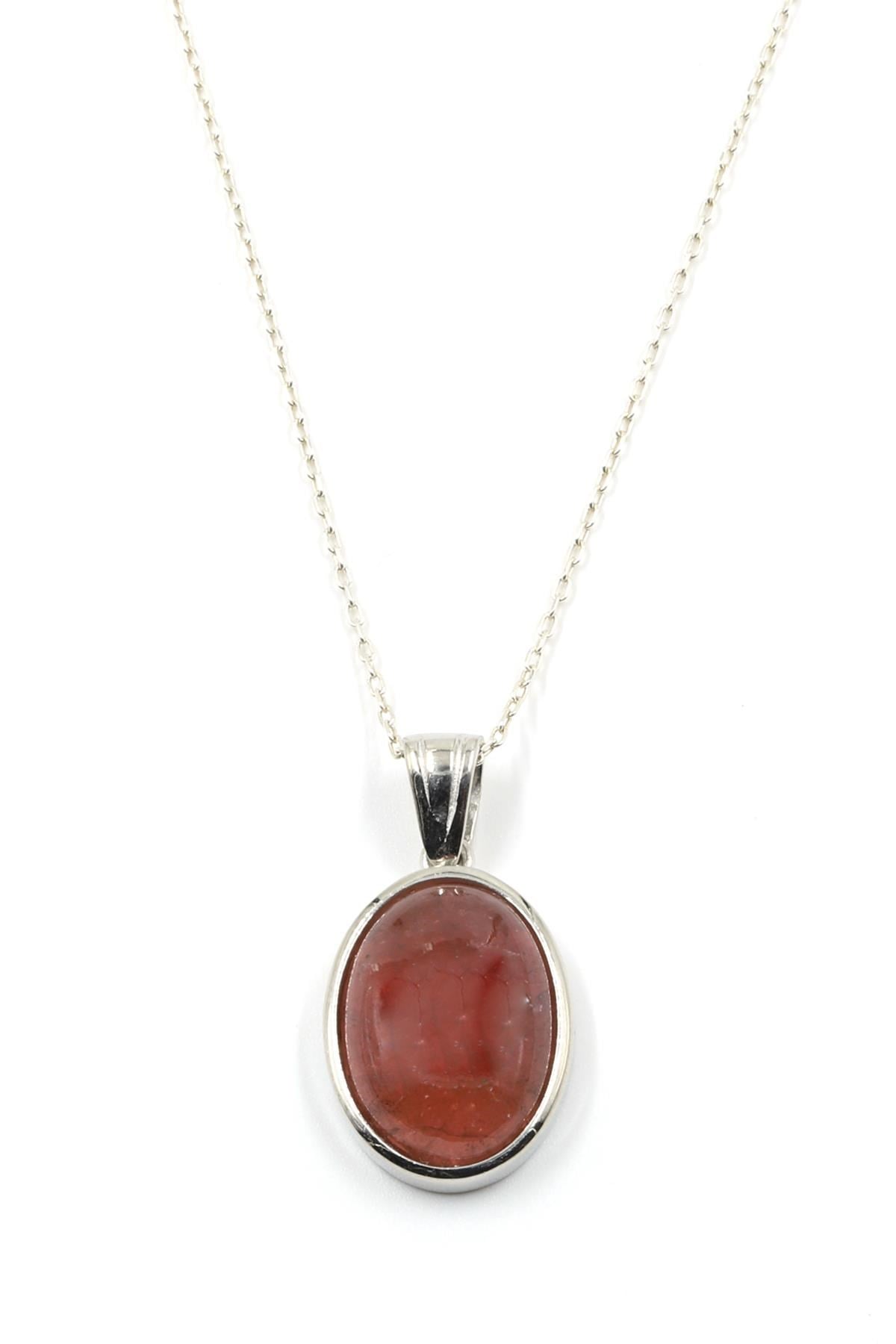 Glass Filled Ruby ( Yakut ) Doğal Taş 925 Ayar Gümüş Kolye