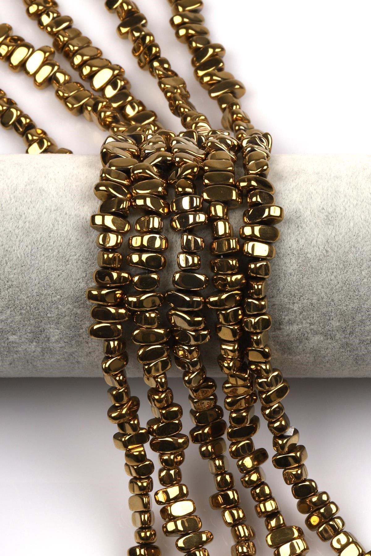 Gold Renkli Hematit Dizi 4 x 8 mm Kırık Model Kesim