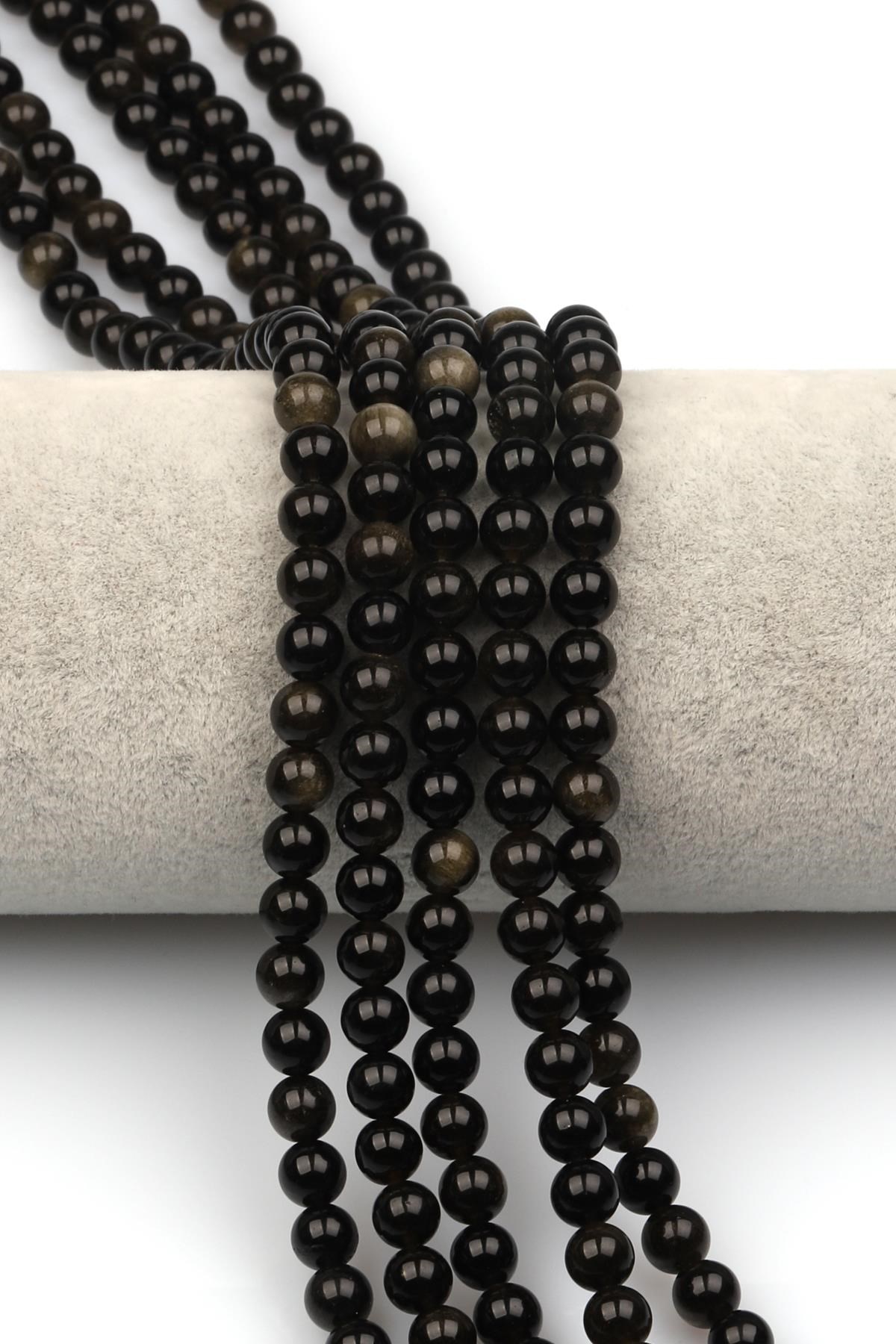 Golden Obsidyen Doğaltaş Dizi 6 mm Küre Kesim