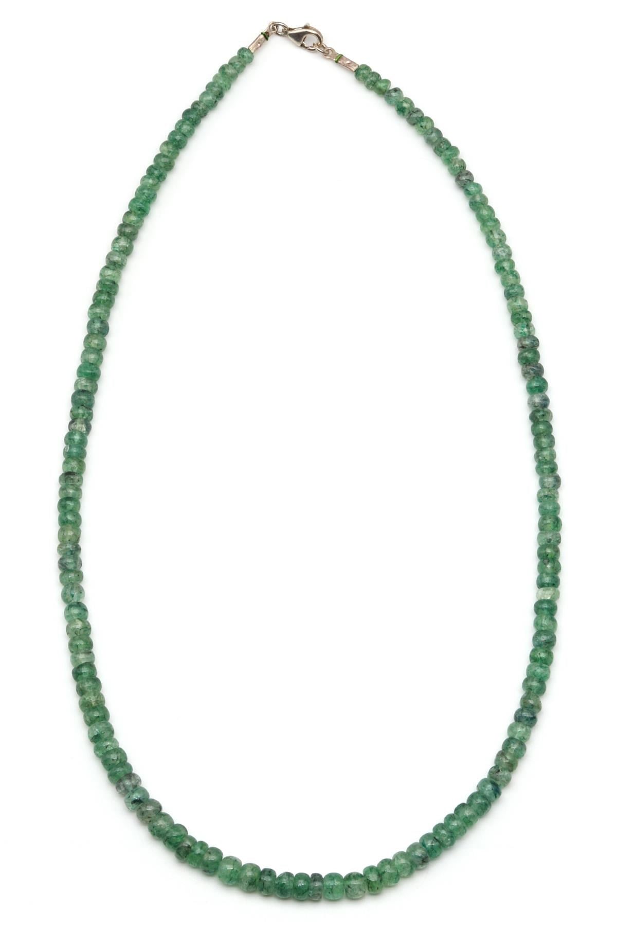 Green Beril Doğal Taş 925 Ayar Gümüş Kolye
