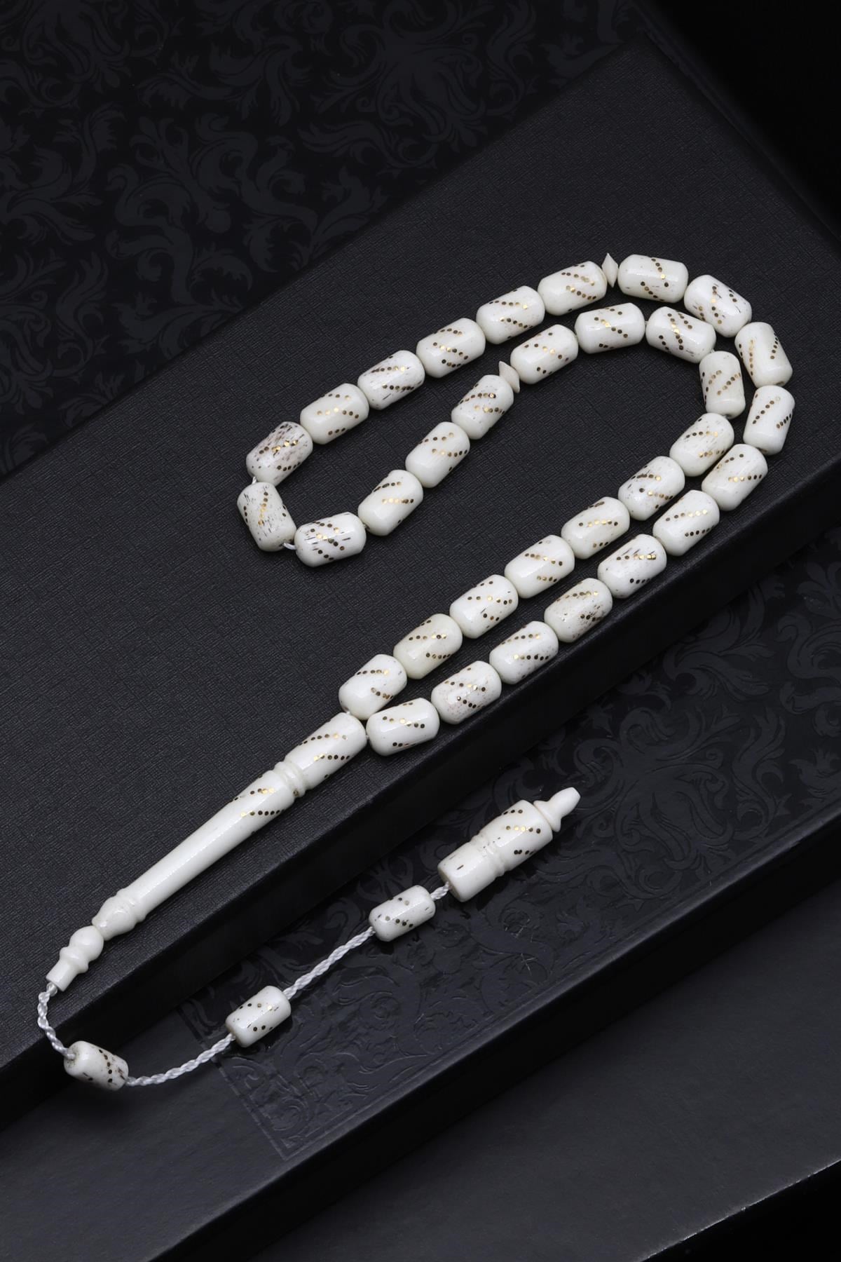 İşlemeli Kemik Tesbih 6 x 10 mm Kapsül Kesim - T-1528