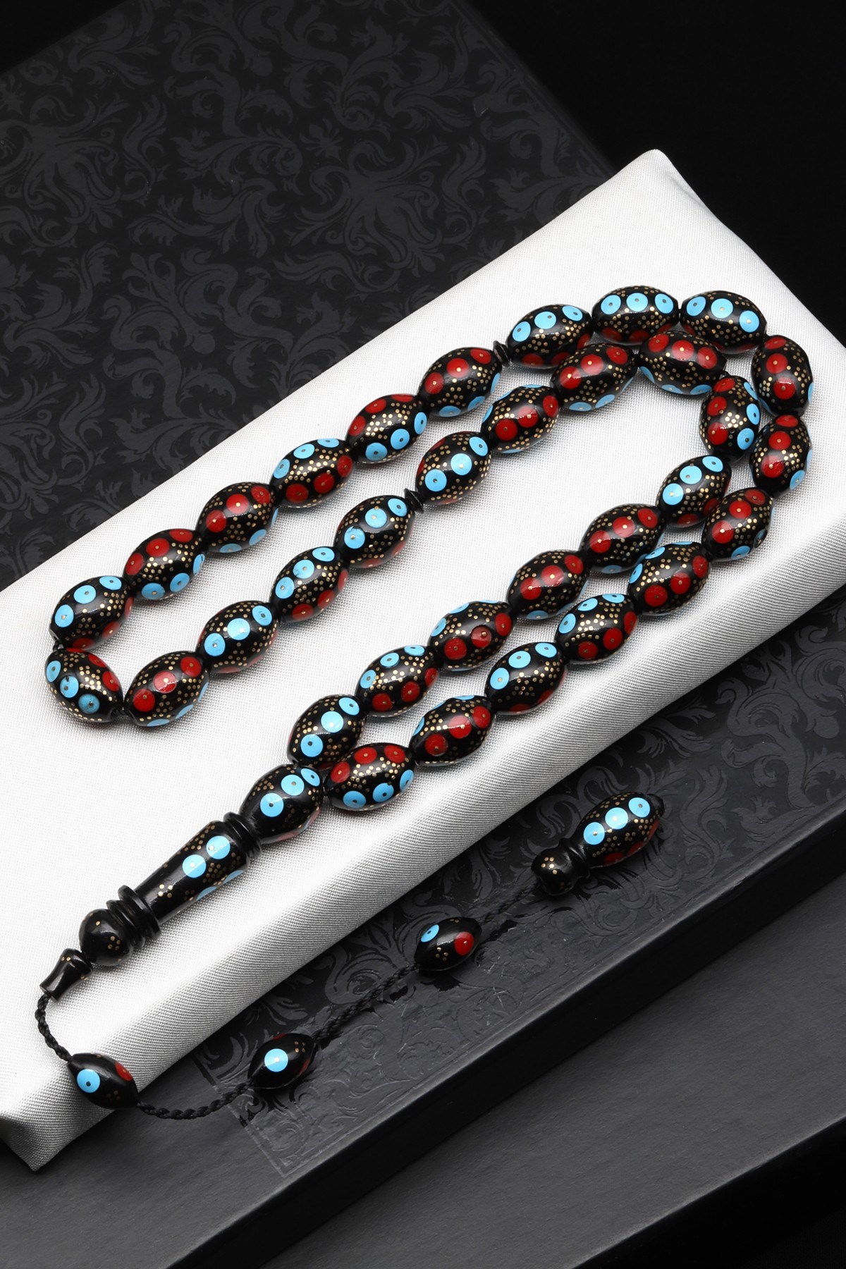 İşlemeli Kuka Ağacı Tesbih 9 x 14 mm Arpa Kesim - T-1860