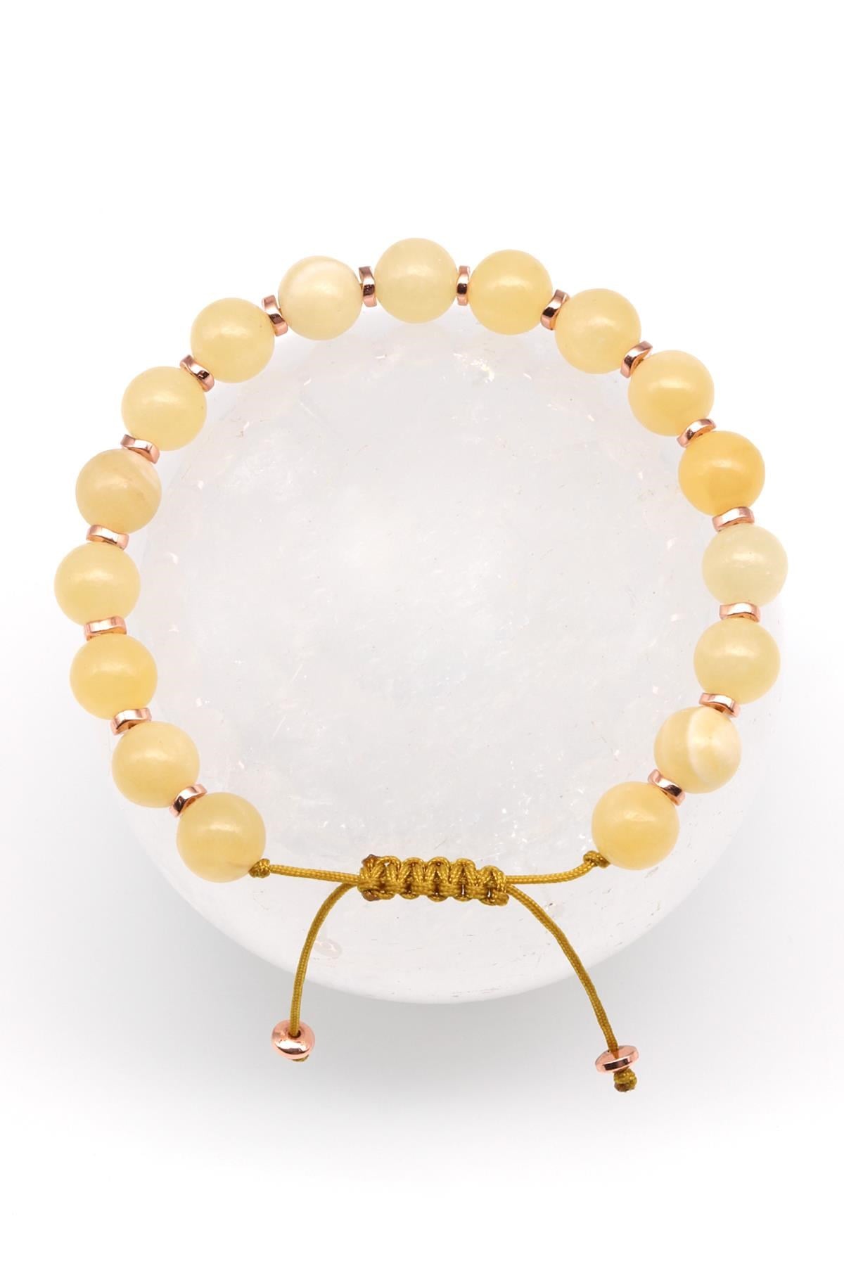 Kalsit Doğal Taş Makrome Örme Bileklik