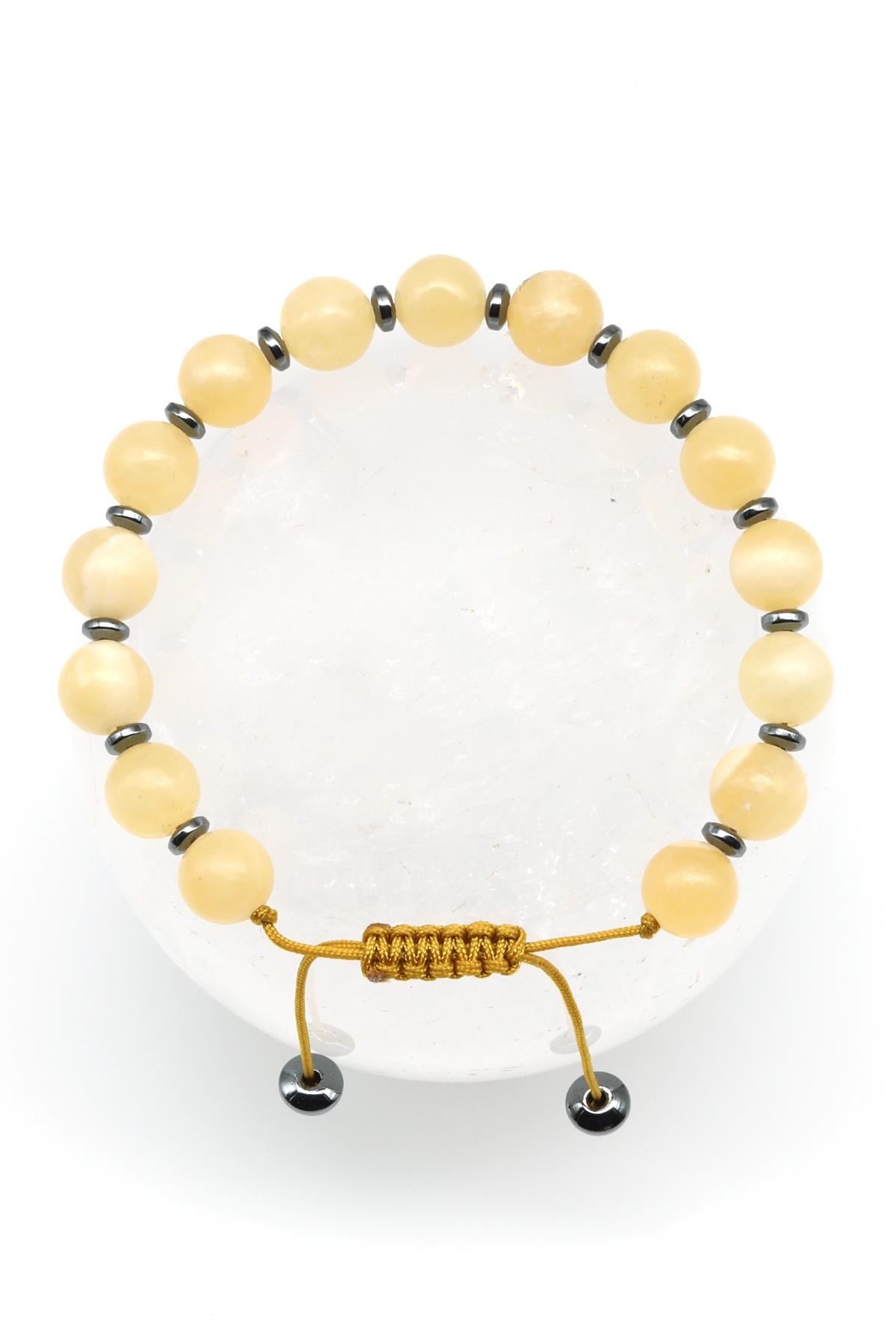 Kalsit Doğal Taş Makrome Örme Bileklik