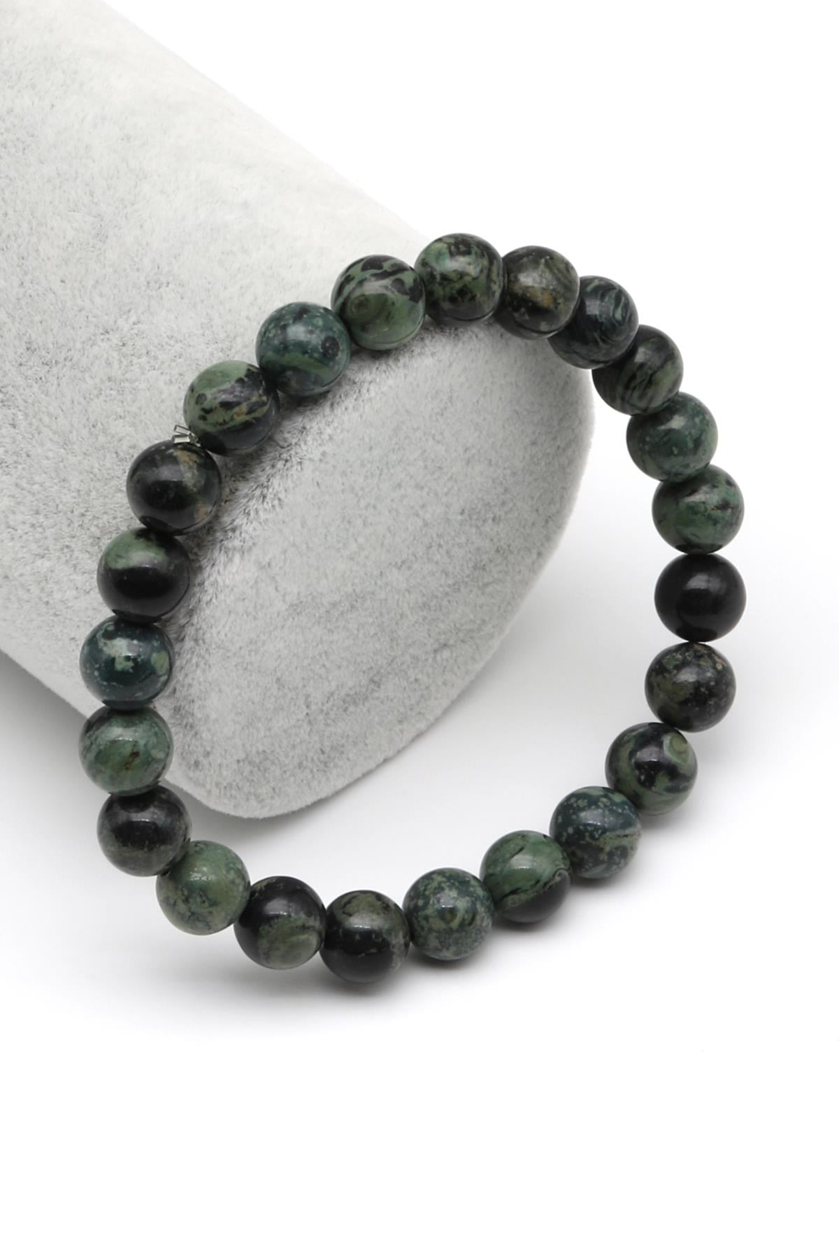 Kanbaba Jasper Doğal Taş Bileklik 8 mm Küre Kesim