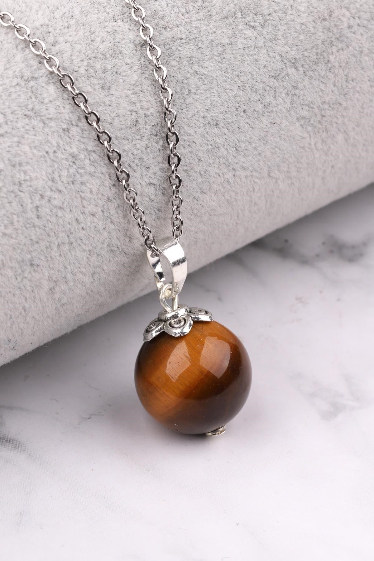 Kaplan Gözü Doğal Taş Kolye