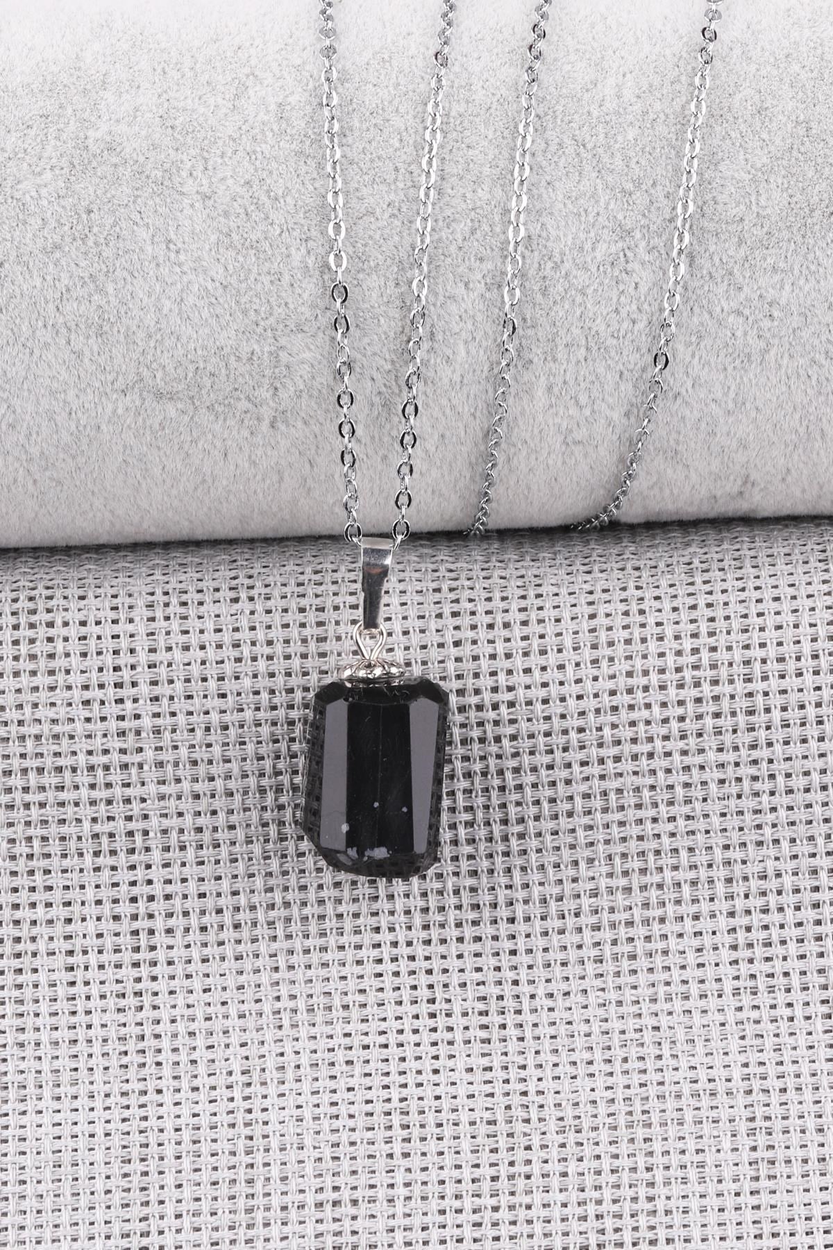 Karlı Obsidyen Doğal Taş Kolye