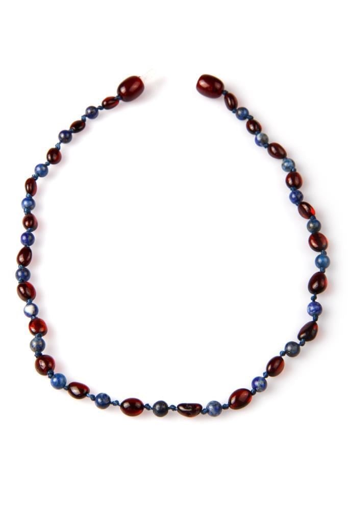 Kehribar – Lapis Lazuli Doğal Taş Bebek Diş Kolyesi