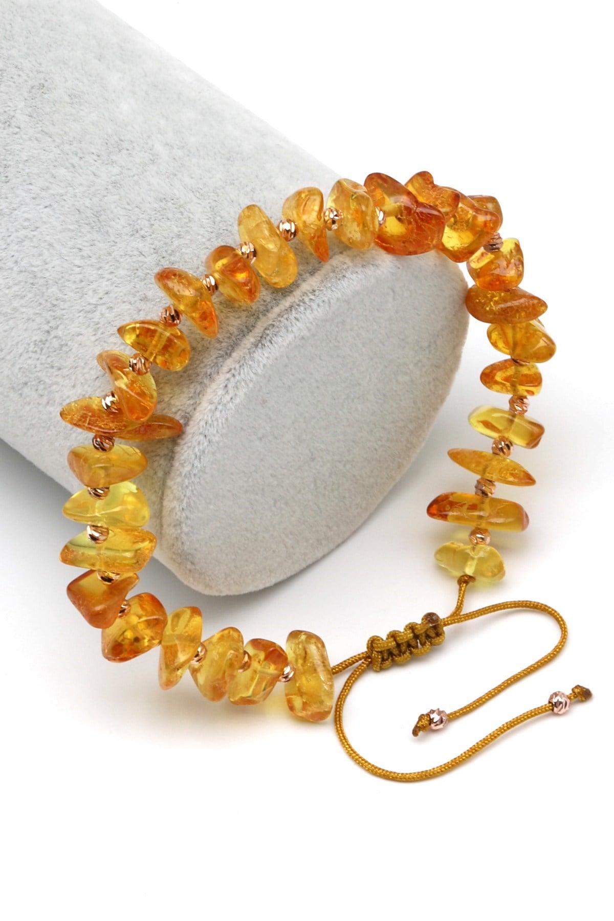 Kehribar Makrome Örme Bileklik Özel Kesim - BMK-673