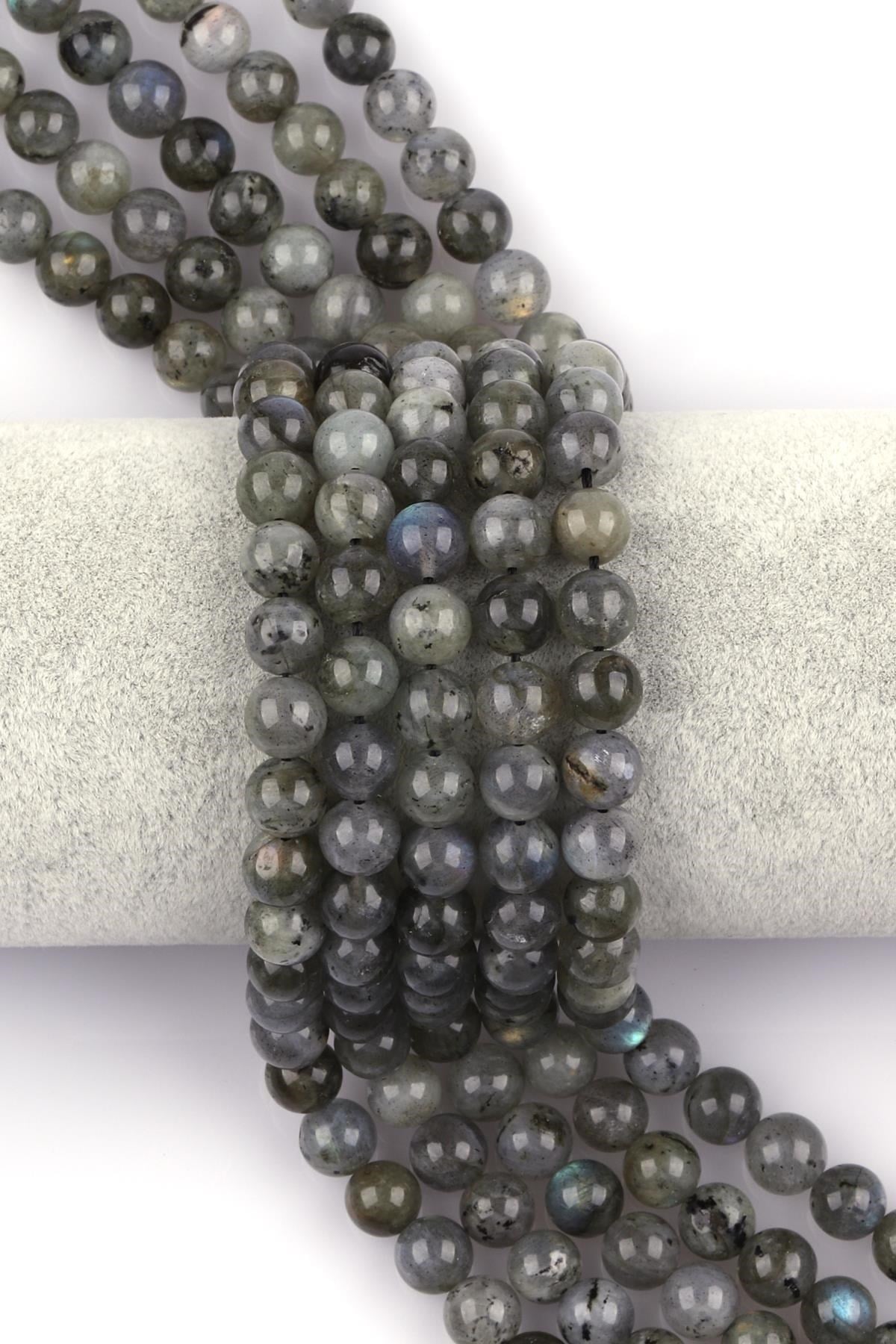 Labradorit Doğal Taş Dizi 8 mm Küre Kesim